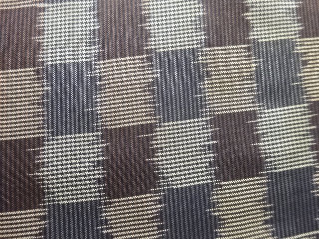 JAPANESE KIMONO / ANTIQUE HITOE KIMONO / SILK / DORO OSHIMA TSUMUGI / WOVEN CHECKERED